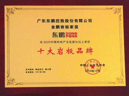工藝匠心 產(chǎn)品領(lǐng)先 東鵬榮獲 2020年巖板制造企業(yè)綜合實(shí)力獎(jiǎng)